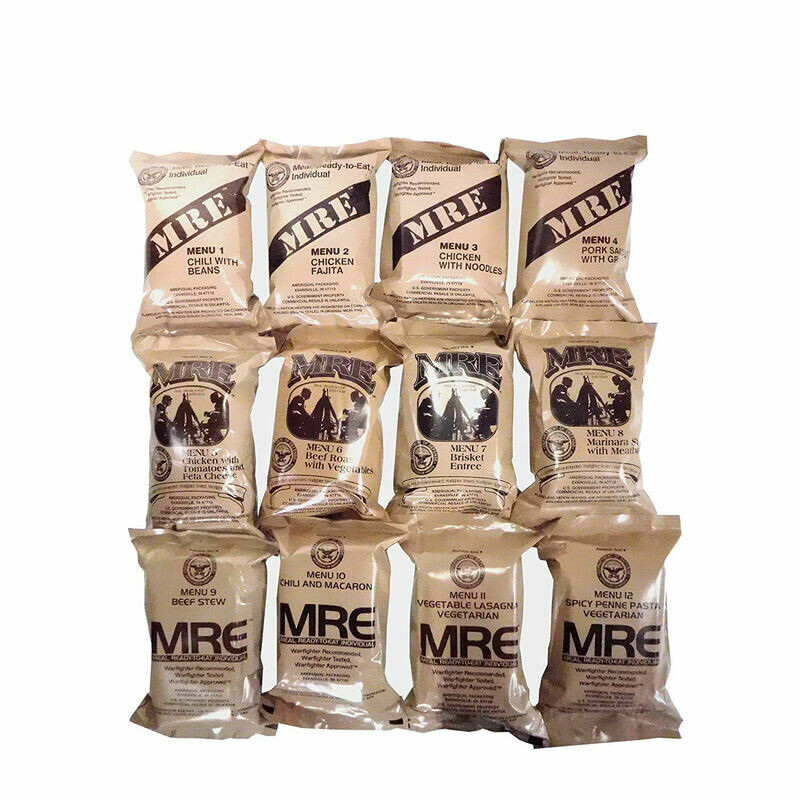 MILITARY MRE CASE OF 12 FULL MEALS MILITARY MRE CASE OF 12 FULL MEALS