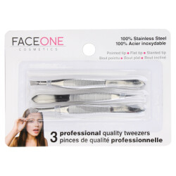 FACEONE 3 PACK COSMETIC TWEEZERS