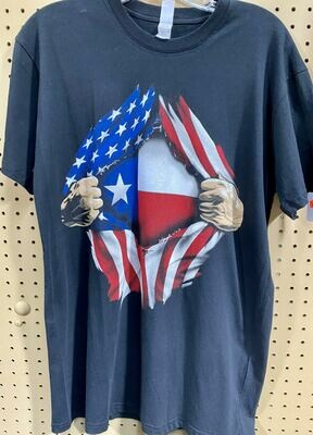 AMERICAN & TEXAS FLAG TSHIRT