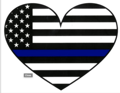 AMERICAN FLAG THIN BLUE LINE HEART SHAPED DECAL