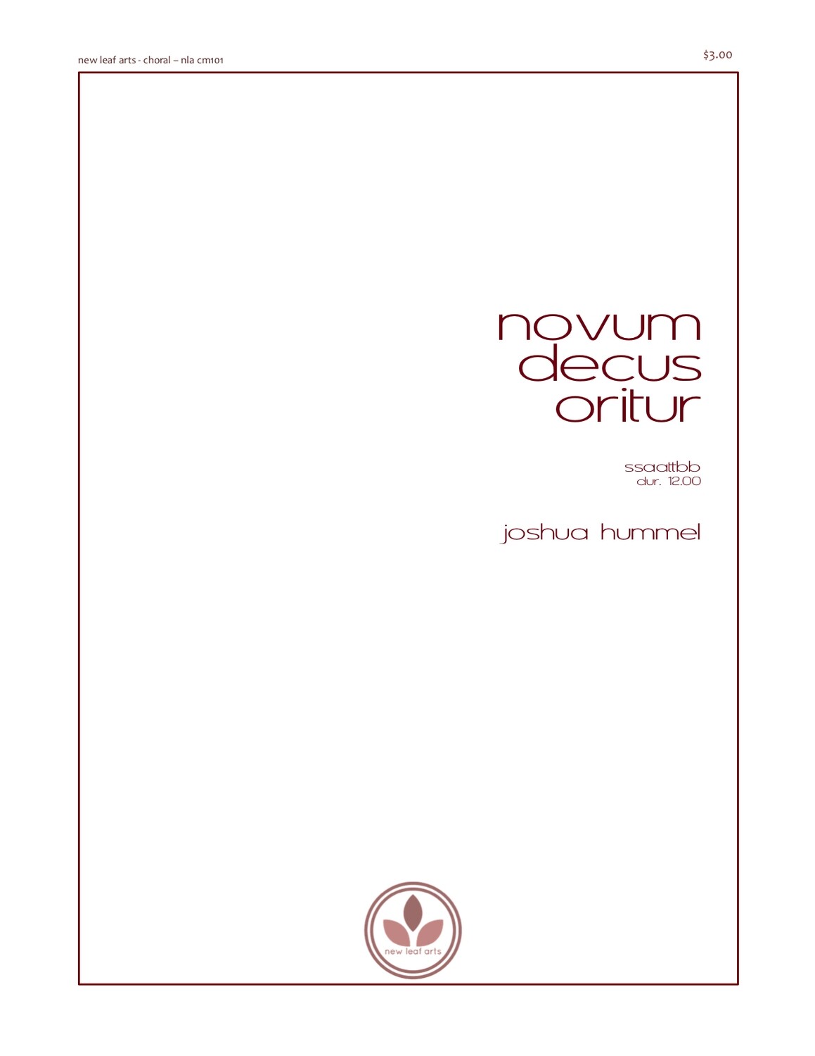 NOVUM DECUS ORITUR - SSAATTBB