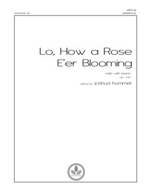 LO, HOW A ROSE E'ER BLOOMING - SATB with piano