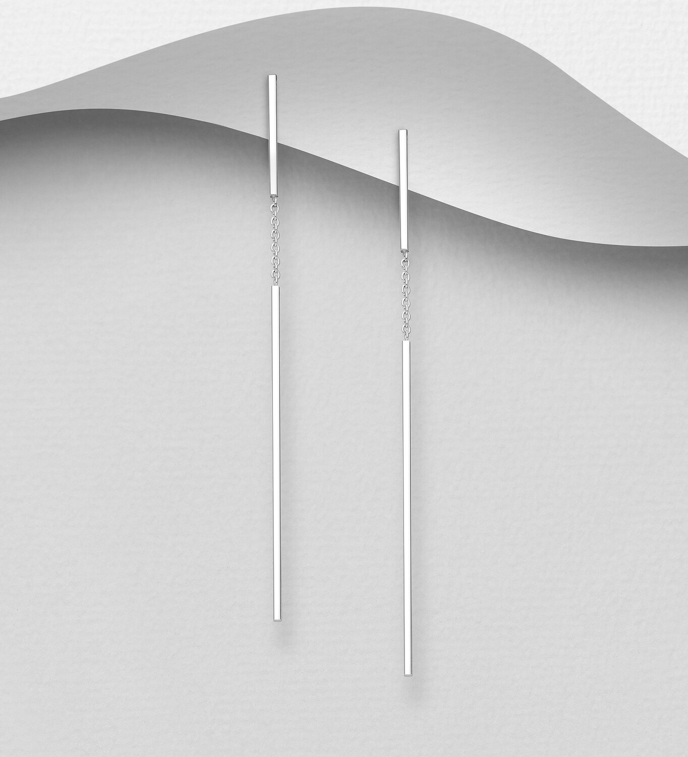Sterling Silver Push-Back Bars Drop Earrings