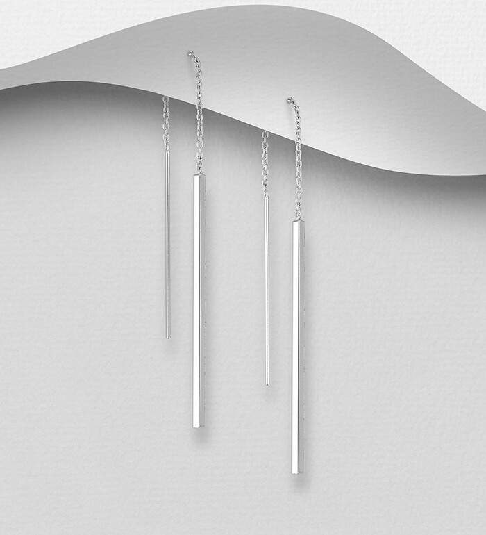 Sterling Silver Thread Bar Earrings