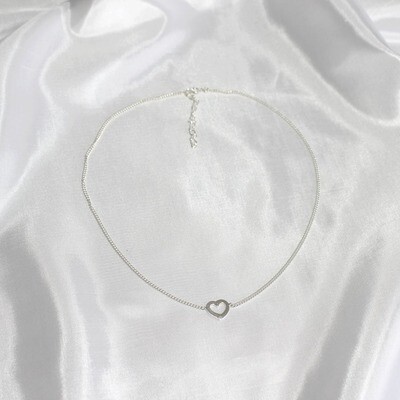 Sterling Silver Choker with Heart charm