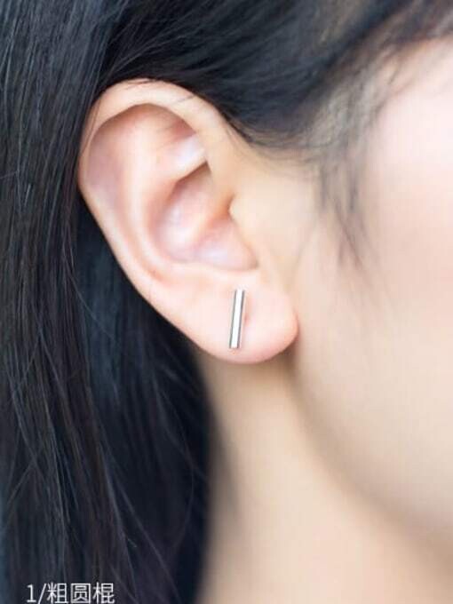 Sterling silver geometric minimalist bar stud earring