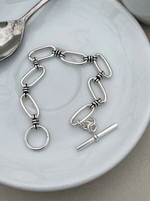 Sterling silver hollow geometric vintage link bracelet