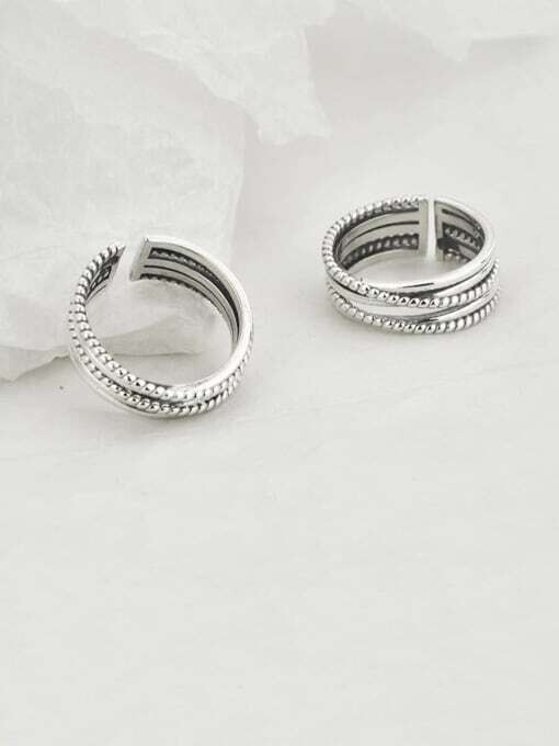 Vintage Sterling Silver With Platinum Plated Simplistic Simple Old Twist Stacking Rings