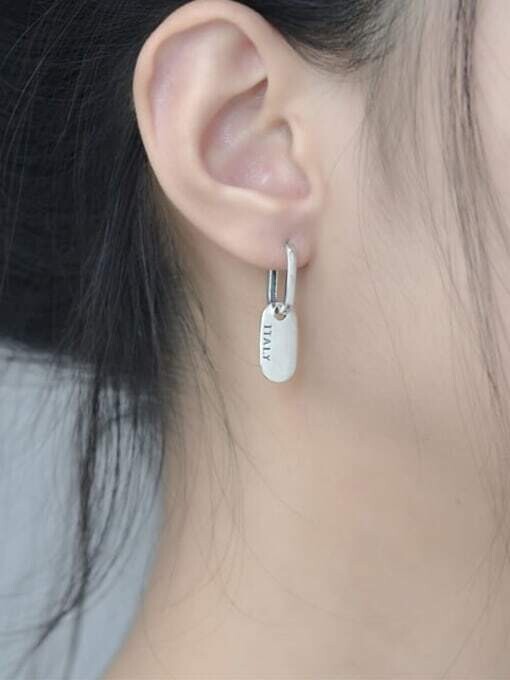 Sterling Silver Geometric Vintage Huggie Earrings