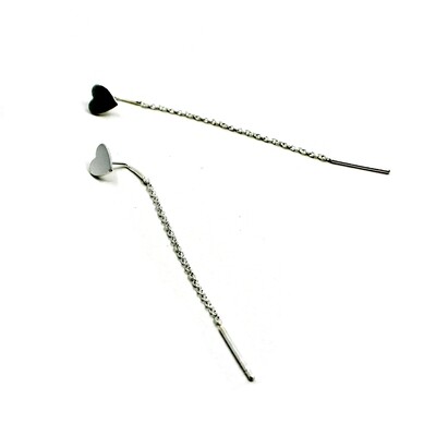 Sterling Silver Heart Threader Earrings