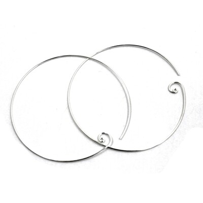 Sterling Silver Large Wire Hoop Earrings