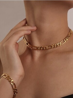 Brass Geometric Vintage Inspired Hollow chain Choker Necklace