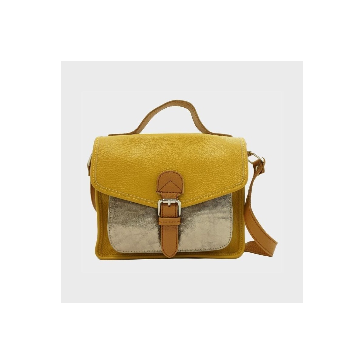 Cartable en cuir avec poche brillante Anais
