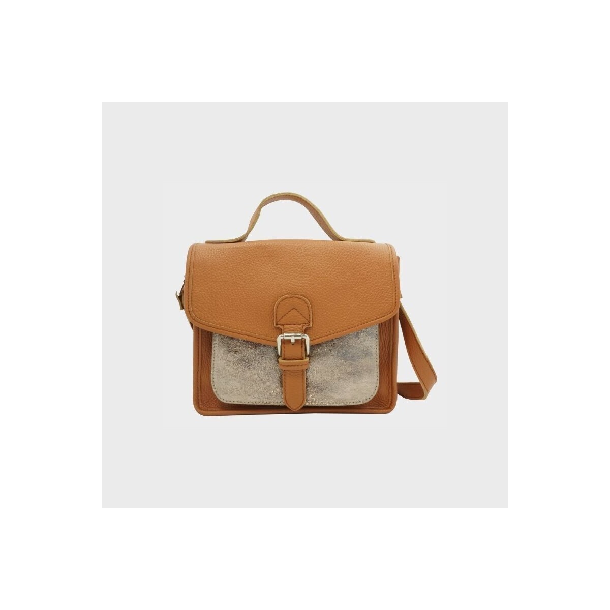 Cartable en cuir avec poche brillante Anais
