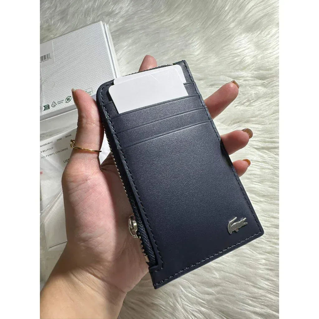 Porte-cartes zippé Fitzgerald en cuir Lacoste