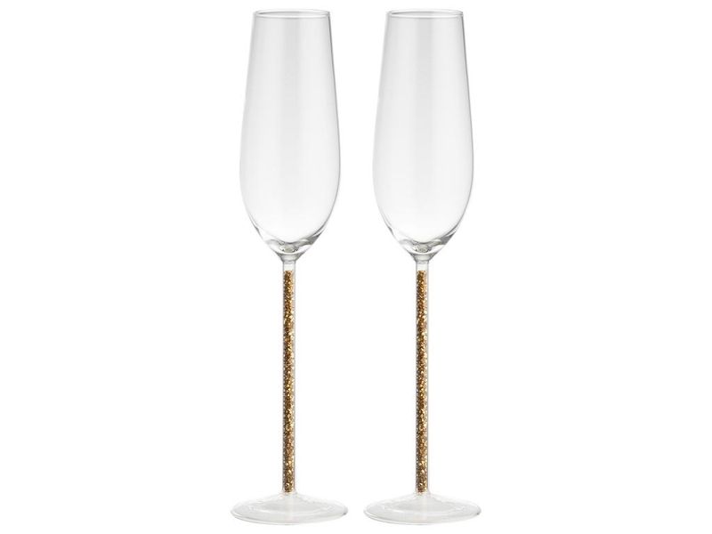 Champagne Glas Glitter Goud Set van 2