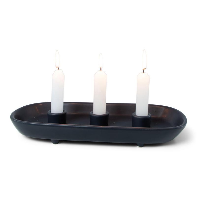 Keramieken Kandelaar Triple Zwart