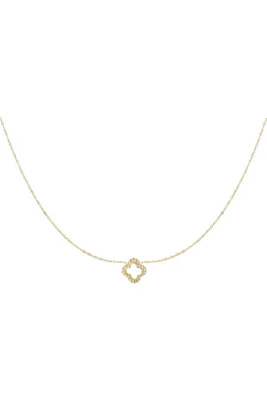 Diamant klaver ketting - Goud kleur
