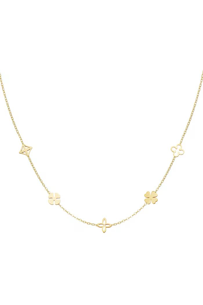 Ketting flower power - Goud kleur