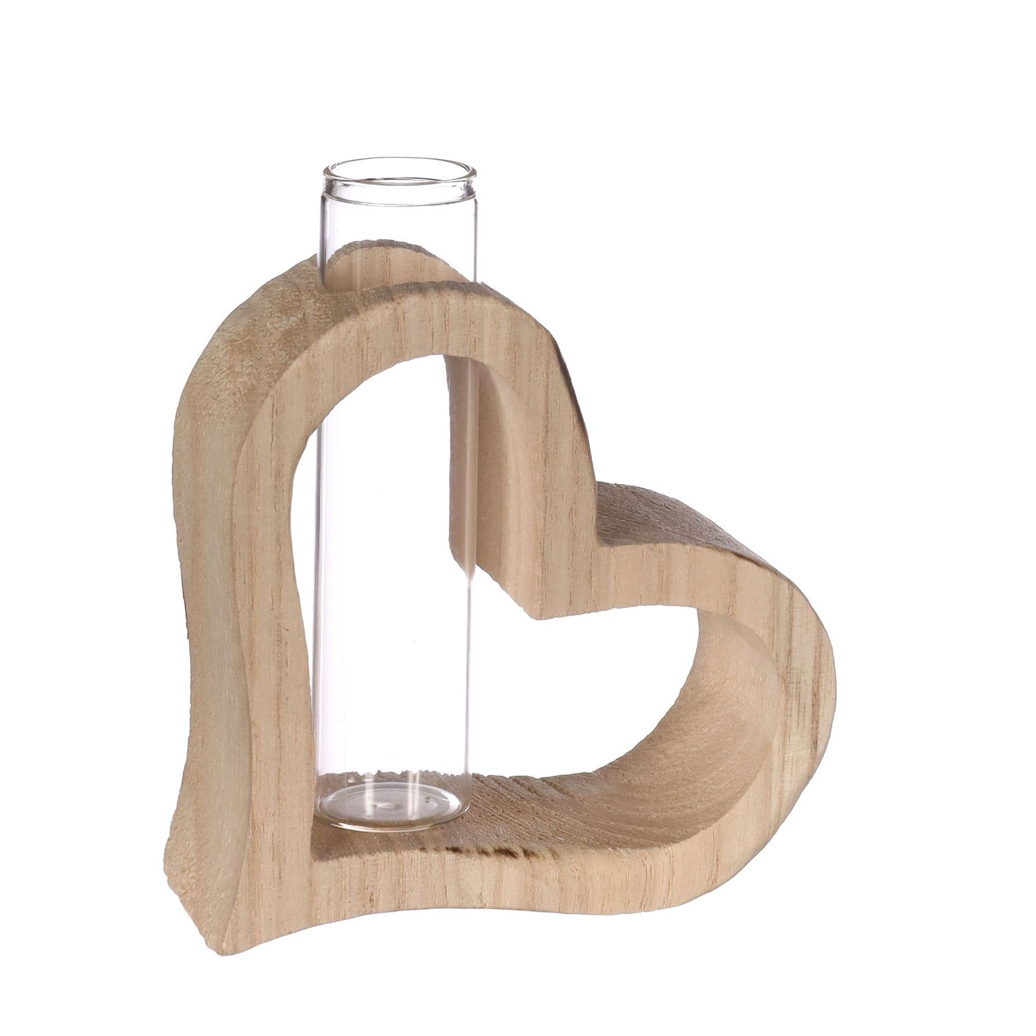 Houten hart met reageerbuis