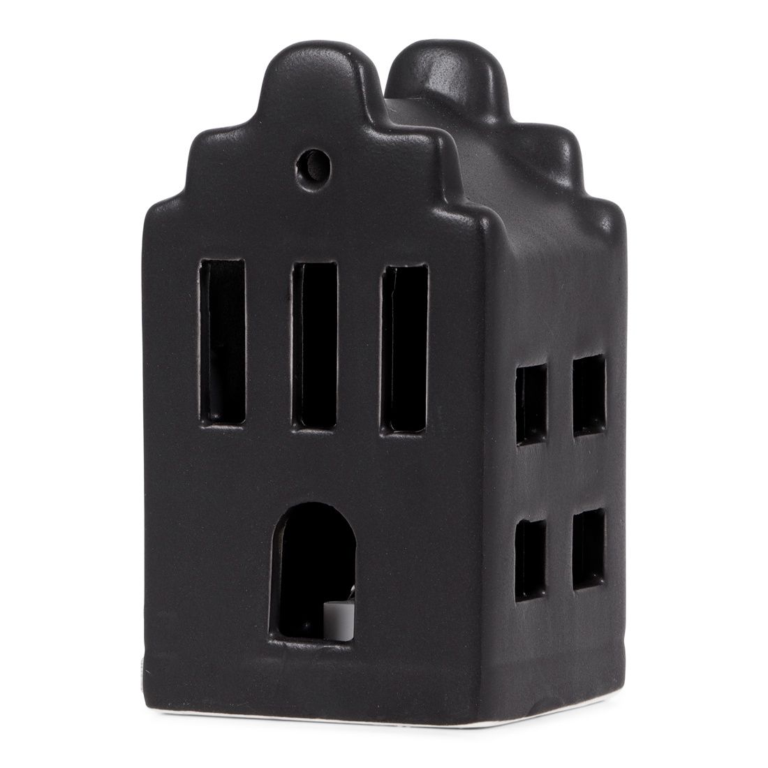Keramiek LED Huisje Zwart