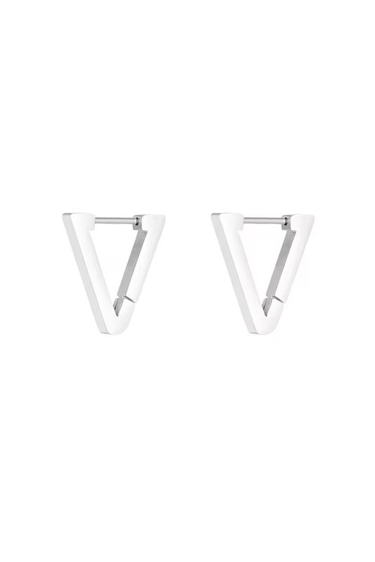 Basic triangle earrings - Silver Color color