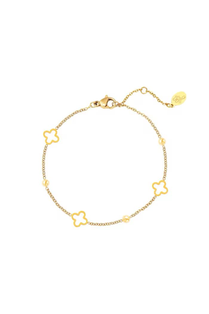 Bracelet open clovers Gold Color Stainless Steel