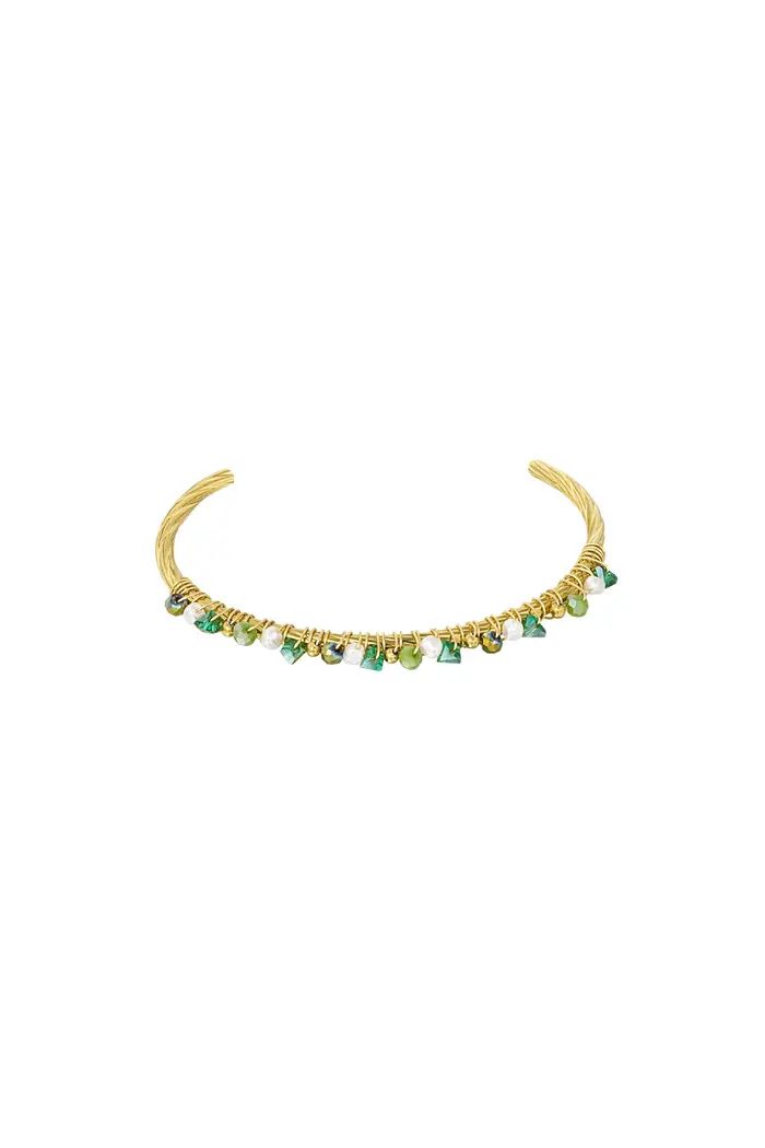 Beady Bangle bracelet - green