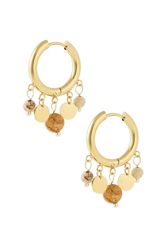 Earrings coins - beige