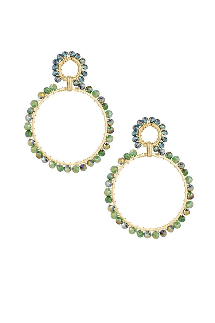Circle of colours earrings - green &amp; gold