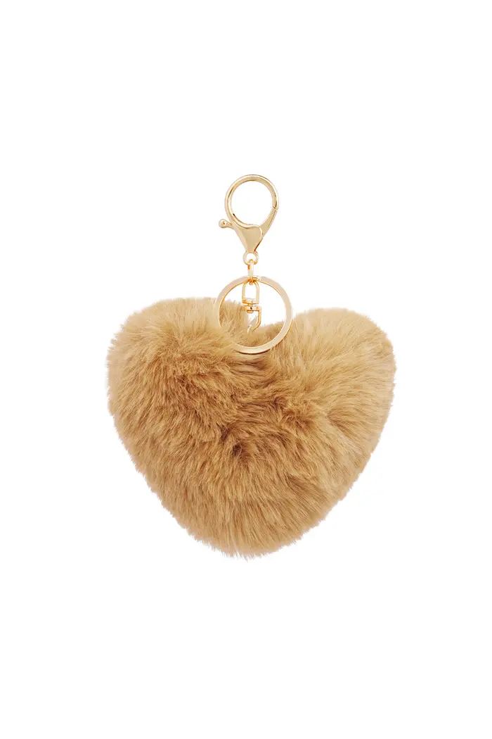 Keychain heart to fluff - Beige