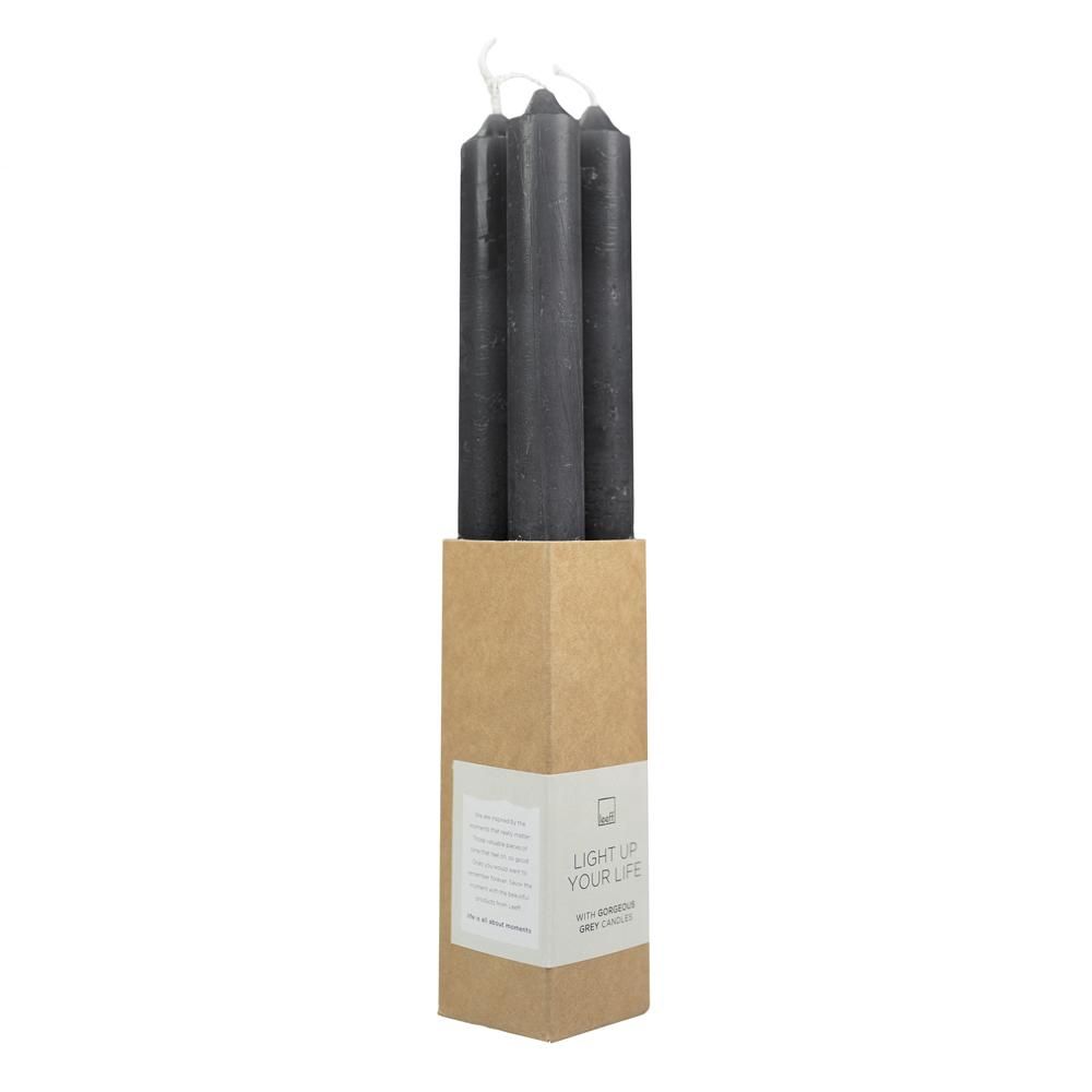 Dinner Candles Dewi Grey, set of 4