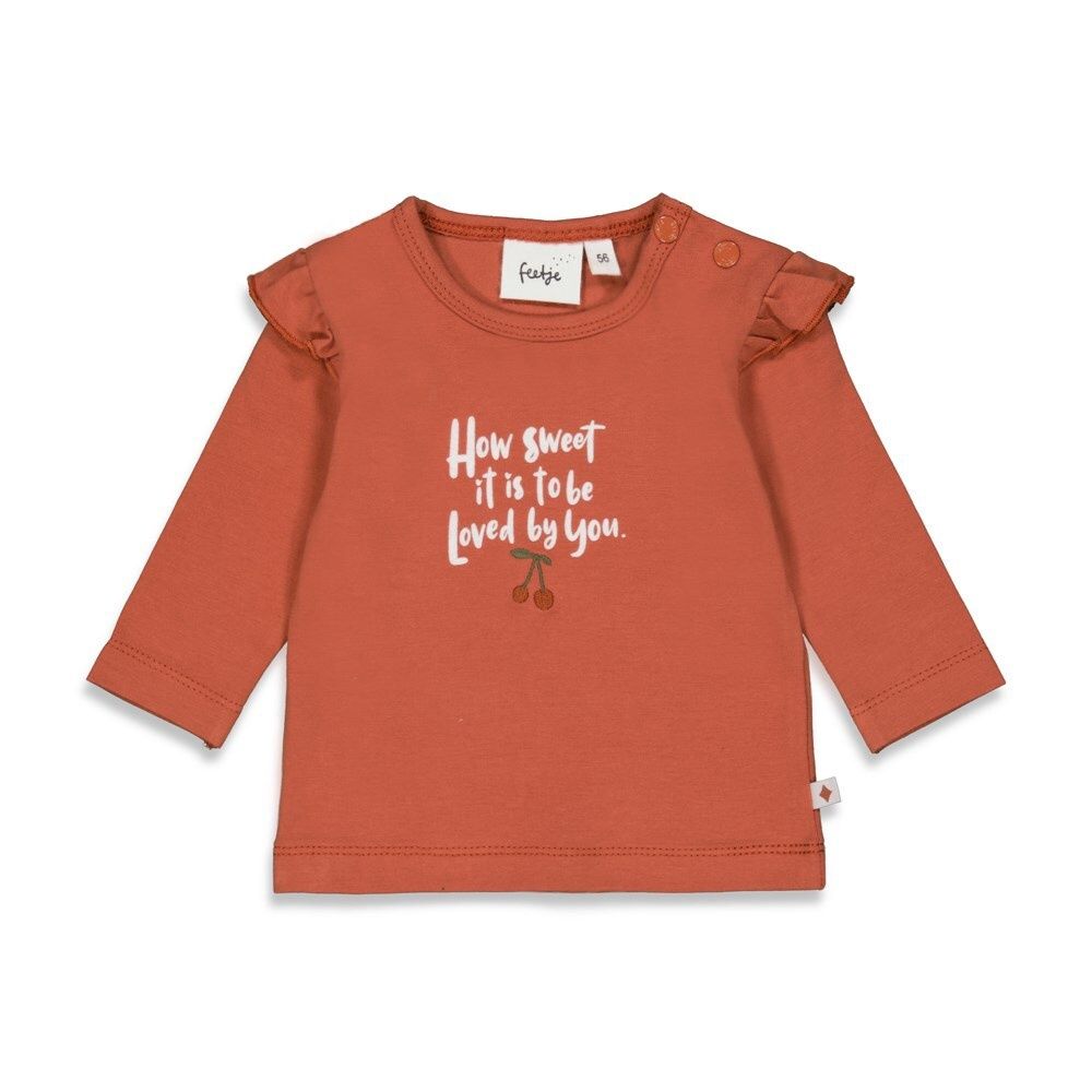 Feetje - T-shirt lange mouwen How Sweet - Cherry Terra Pink