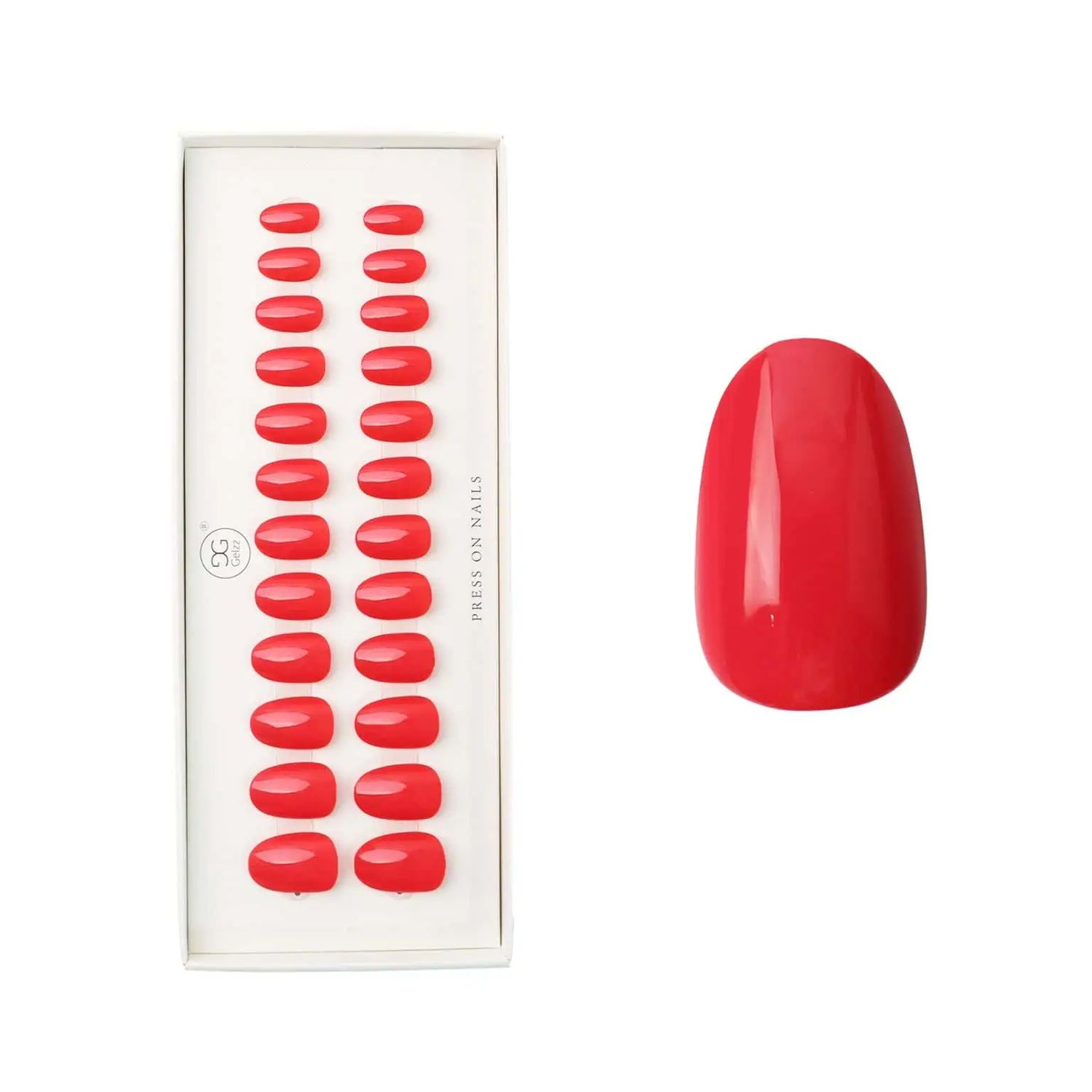 Hot pink fire Press On nails kl.48