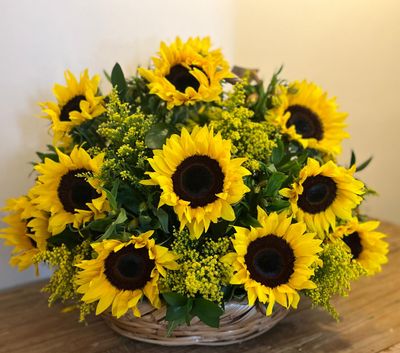 Canasta de 20 girasoles