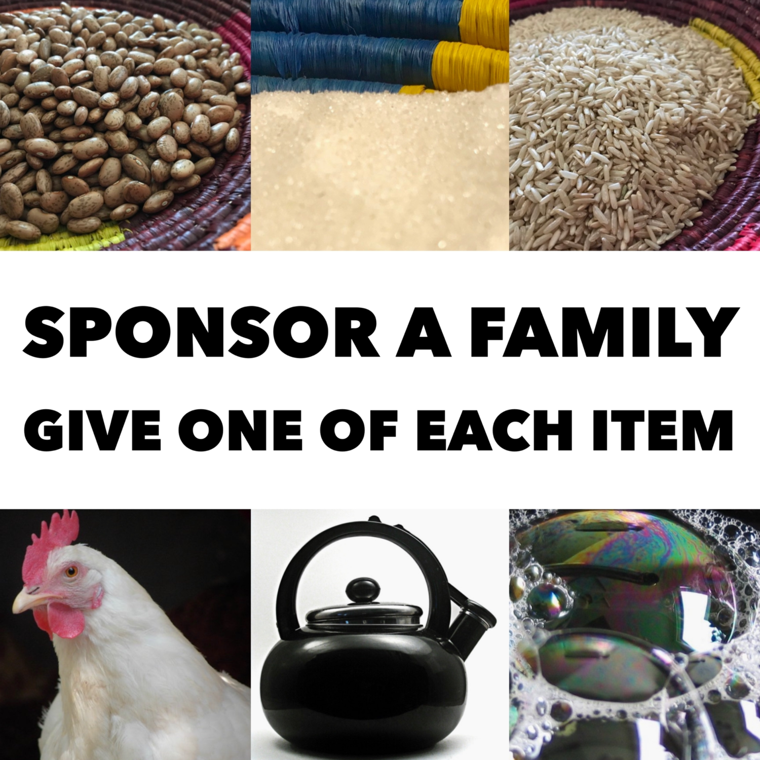Donate for an artisan family’s entire Christmas: rice, beans, sugar, soap, a chicken, and an extra surprise