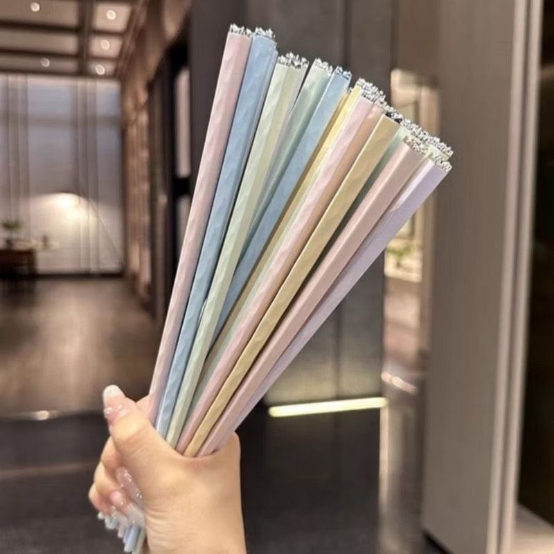​(預購) 5入馬卡龍色合金筷