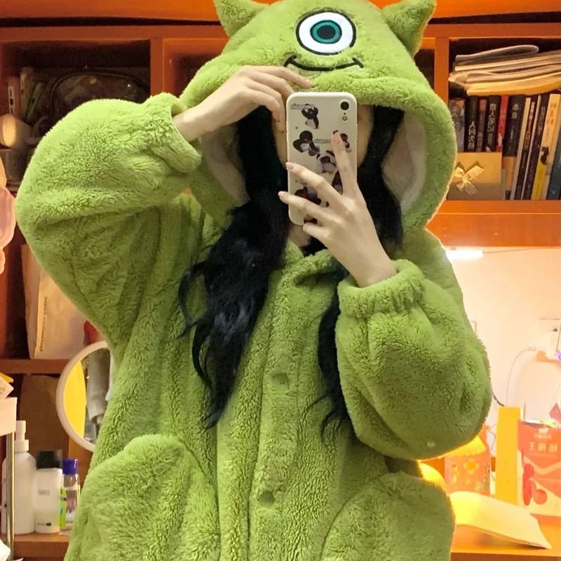 ​｜預購款｜大眼仔珊瑚絨連帽睡袍