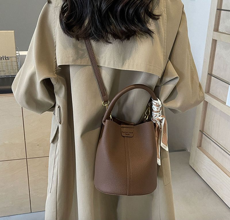 韓版荔枝皮紋撞色子母水桶包 韓版荔枝皮紋撞色子母水桶包