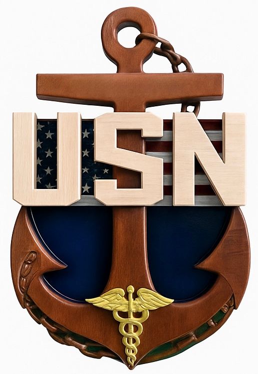 Custom Wooden Navy Anchor Shadow Box