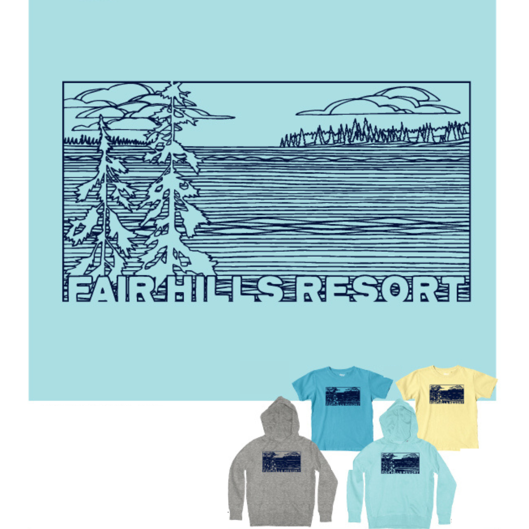 Youth Hooded Sweatshirt with Horizon Lines ('24) Surf Large