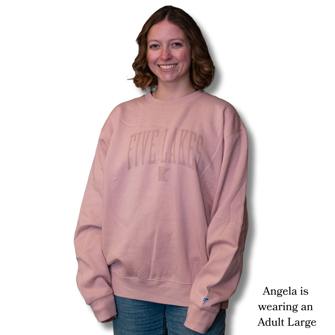 Adult Crew Sweatshirt with Collegiate Screenprint (L5 '25), Color: Dusty Pink, Size: XSmall