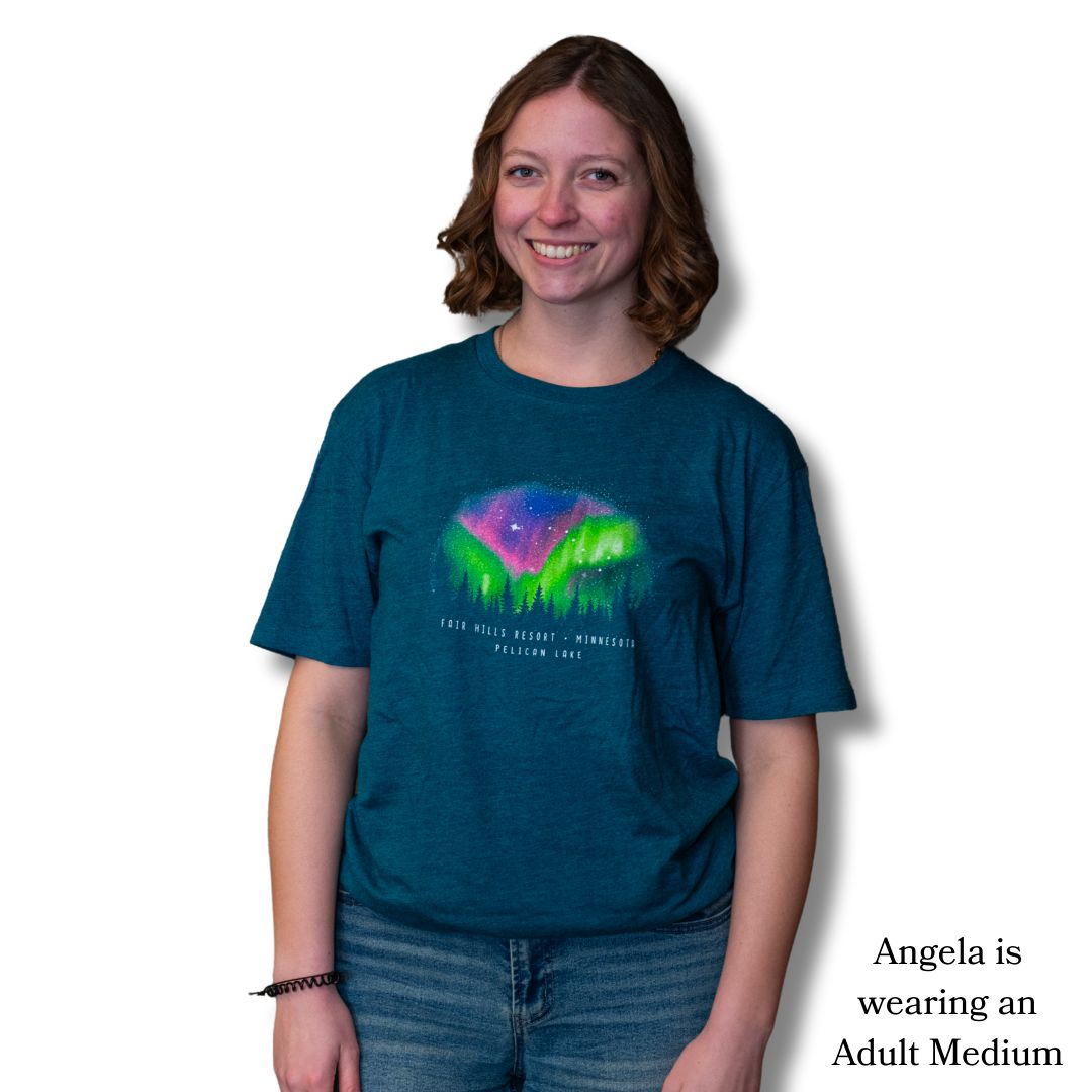 Adult Short Sleeve T-Shirt with Northern Lights (FH '25), Color: Dark Teal, Size: XSmall