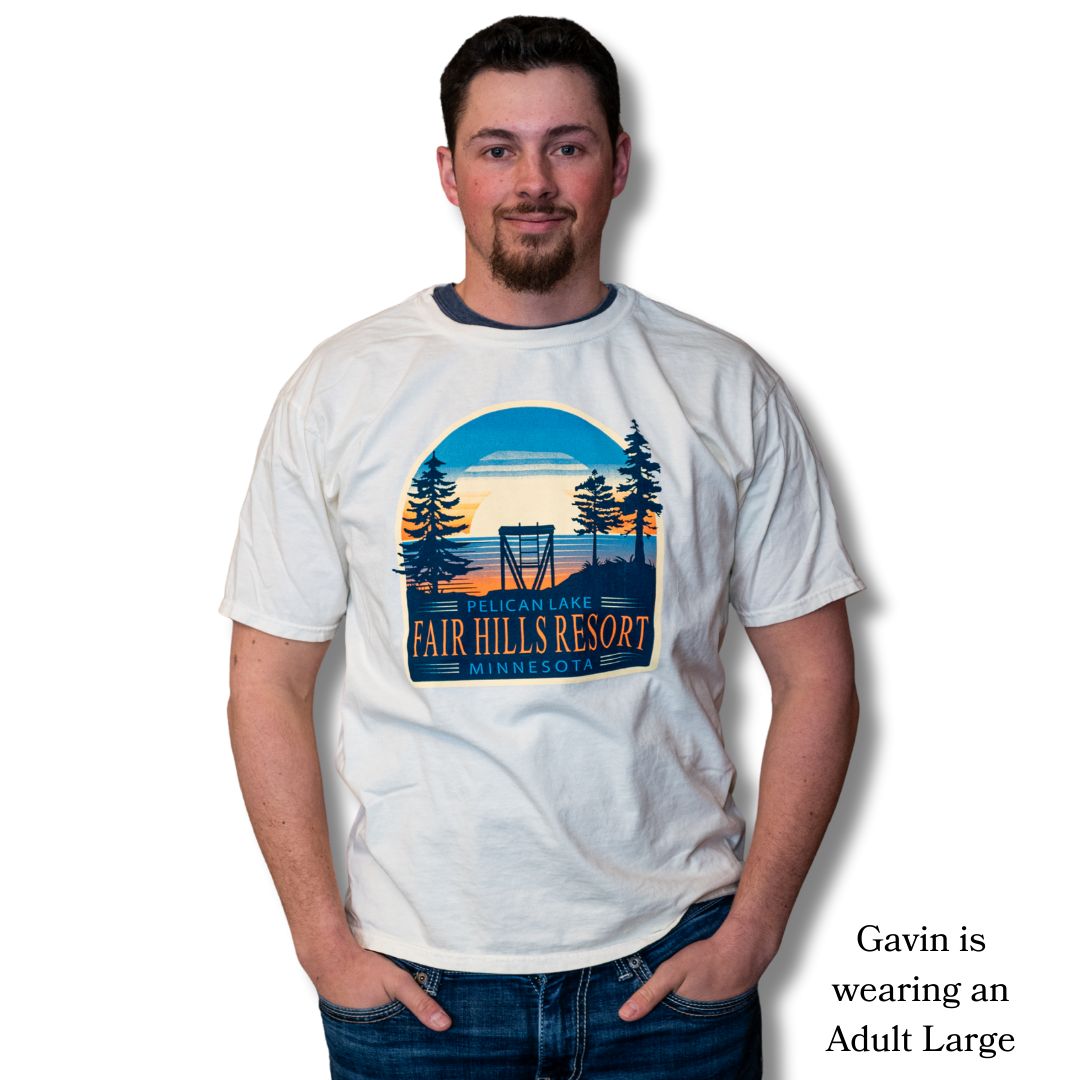 Adult Short Sleeve T-Shirt with the Tower Horizon (FH '25), Color: Ivory, Size: Small