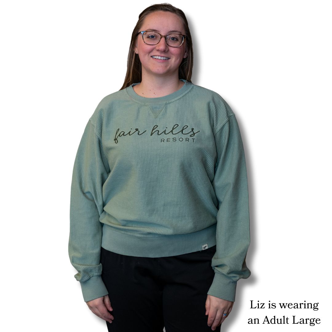 Women's Corded Crew Sweatshirt with Script (FH '25), Color: Agave, Size: Small