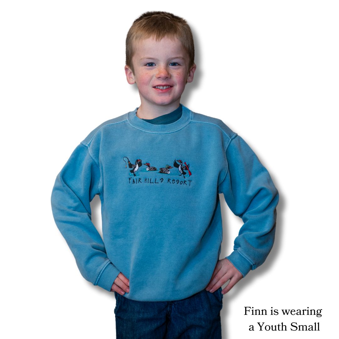 Youth Crew Sweatshirt with Loons (FH '25) Youth Crew Sweatshirt with Loons (FH '25), Color: Denim, Size: XSmall