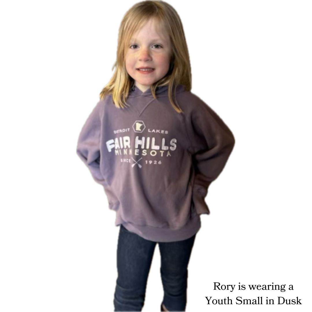 Youth Hooded Sweatshirt with MN State and Oars (FH '25), Color: Dusk, Size: XSmall