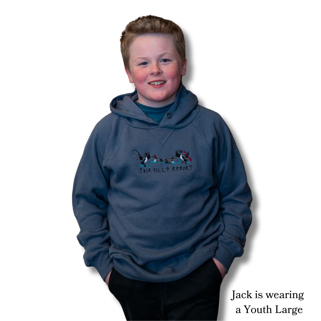 Youth Hooded Sweatshirt with Loons (FH '25) Youth Hooded Sweatshirt with Loons (FH '25), Color: Cool River, Size: XSmall