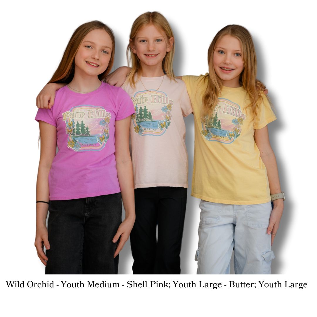 Youth Short Sleeve T-Shirt with Butterflies (FH '25), Color: Wild Orchid, Size: XSmall