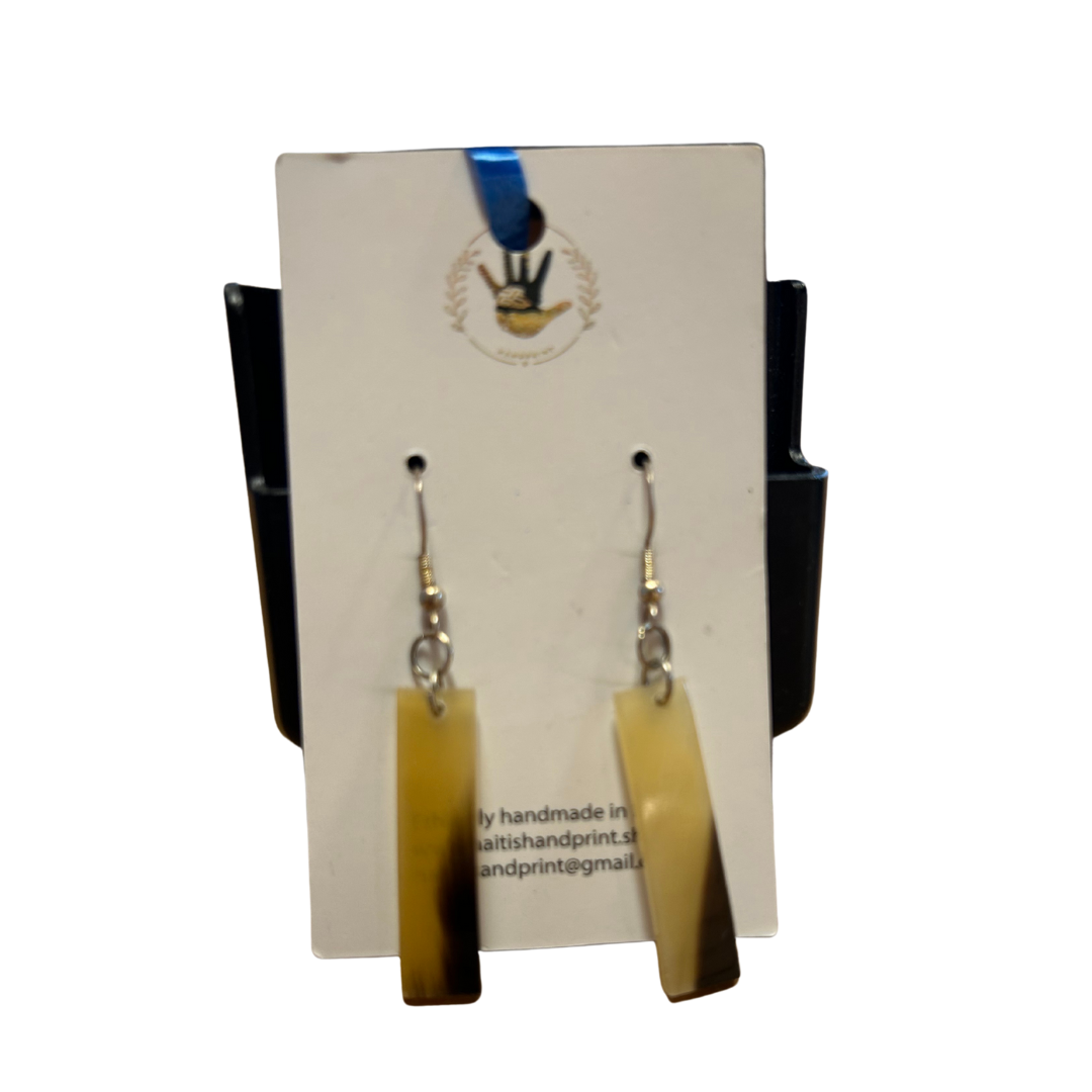 Cow Horn Earrings - Marbled Short Pendant